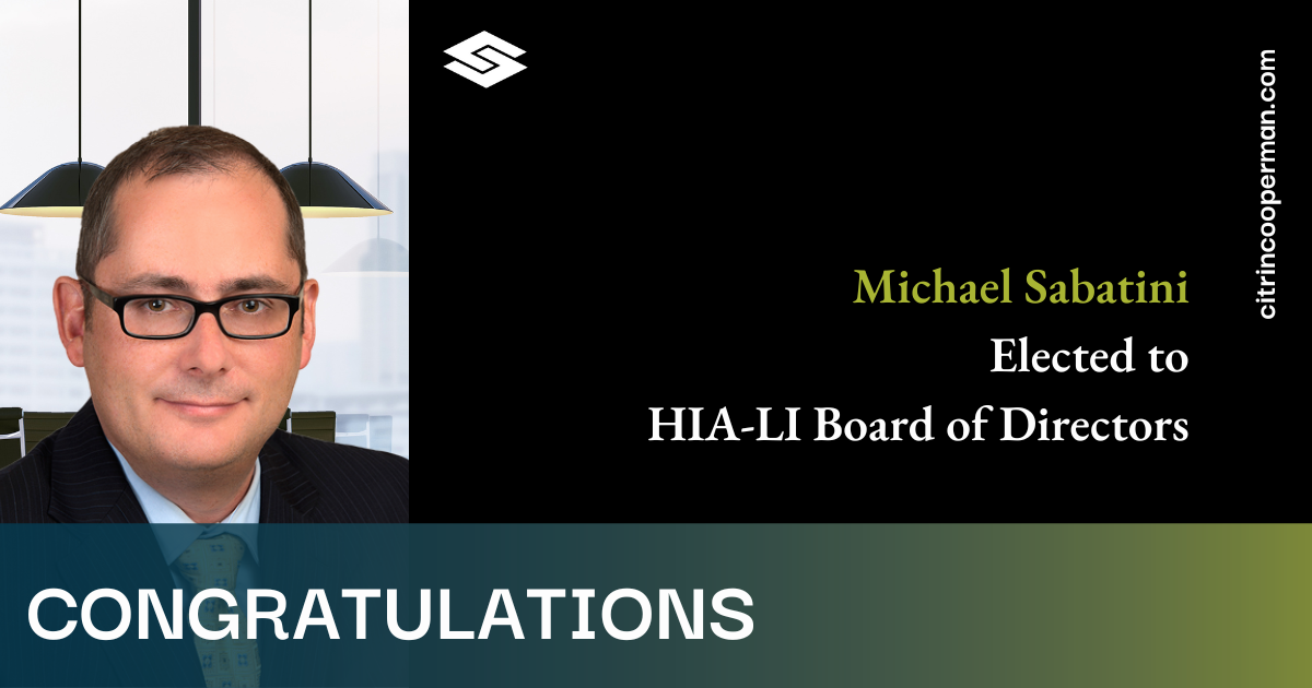 Michael Sabatini  Elected to HIA-LI Board of Directors 